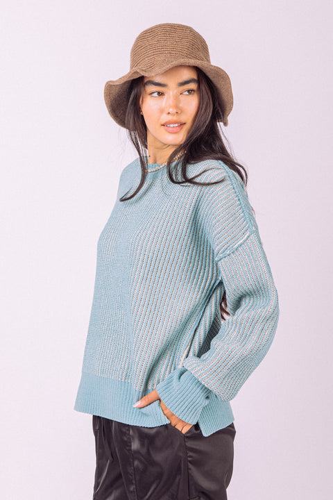 Two-Tone Casual Knit Sweater