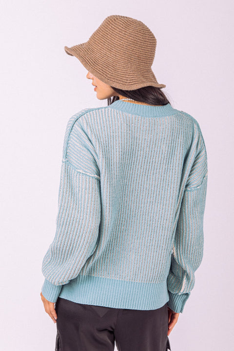 Two-Tone Casual Knit Sweater