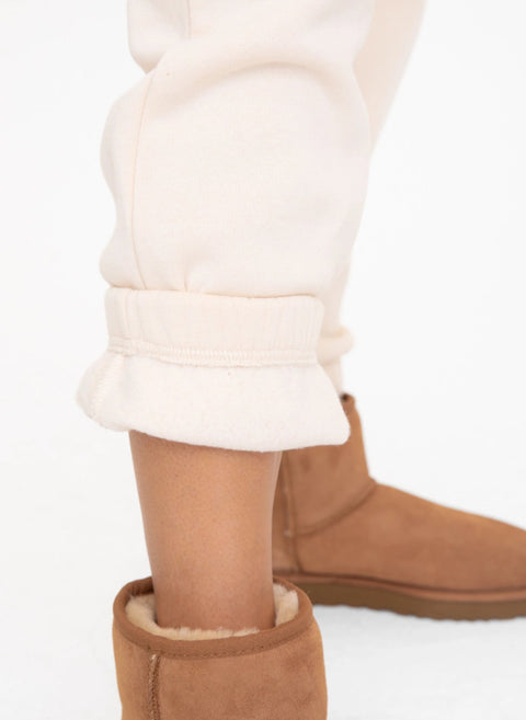 Ivory Fleece Billow Pants