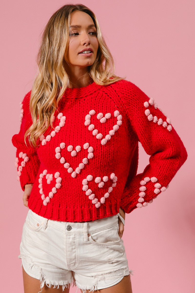 POM POM HEART SWEATER