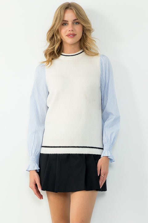 Striped Sleeve Knit Sweater