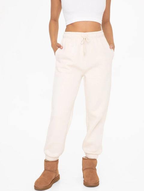 Ivory Fleece Billow Pants