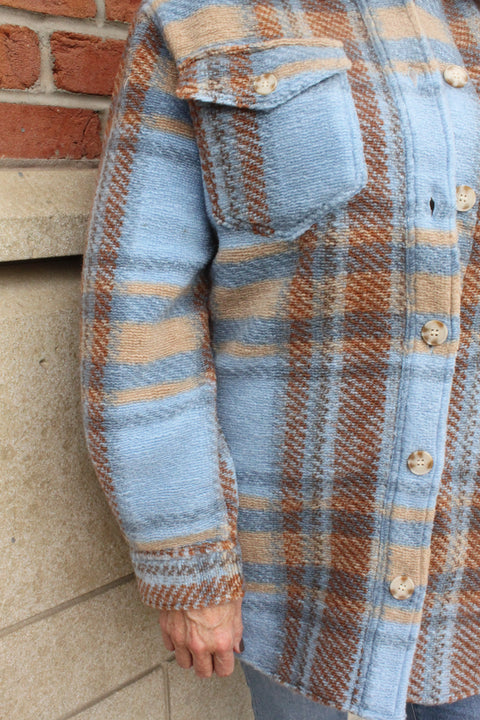 Blue & Brown Button Up Jacket