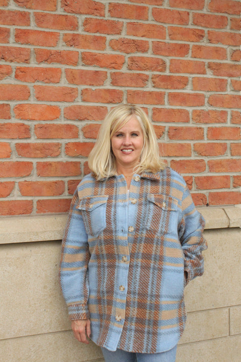 Blue & Brown Button Up Jacket