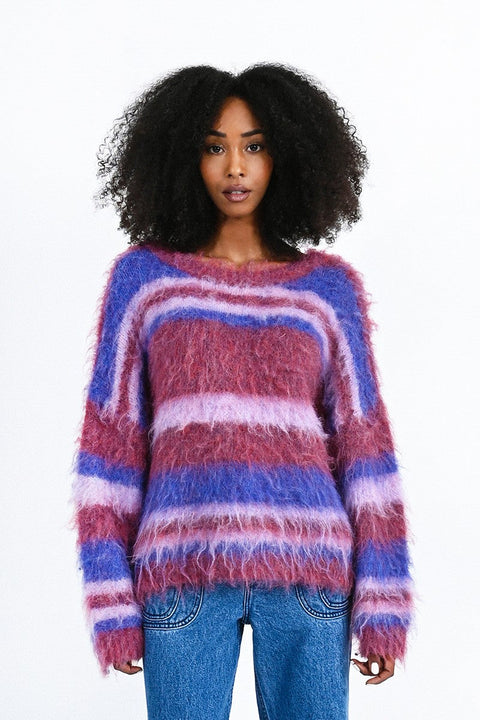 Striped Fluffy Knit