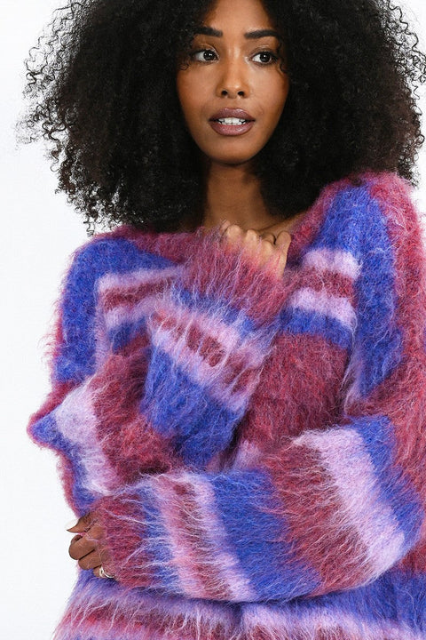 Striped Fluffy Knit