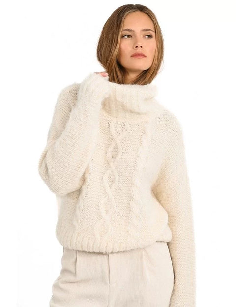 Cableknit Turtleneck Sweater