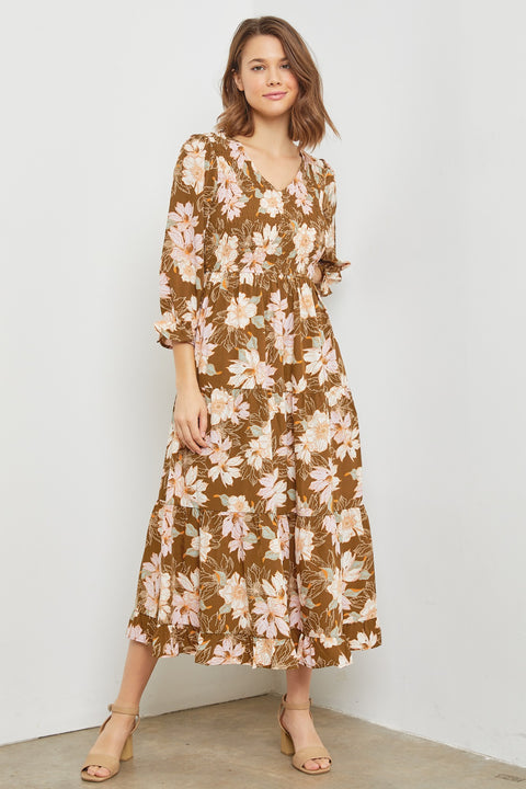 Smocked Tiered Midi Dress