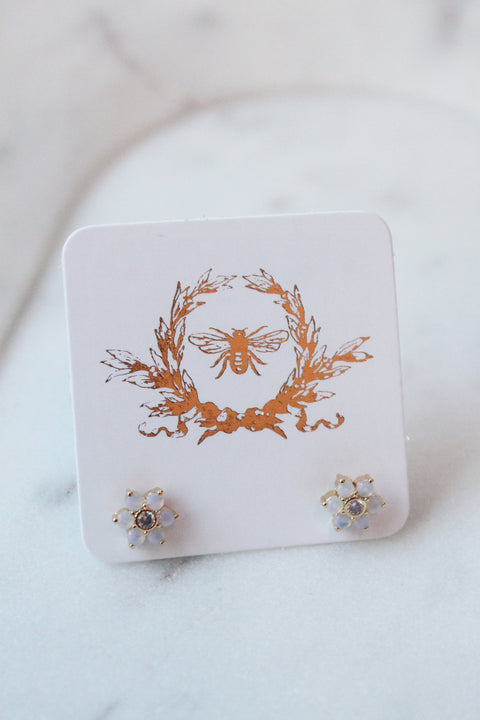 Opal Flower Studs