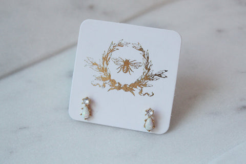 CZ Opal Drop Studs