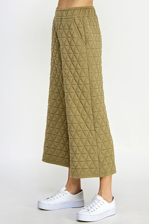 Quilted Top and Pants Set - Olive