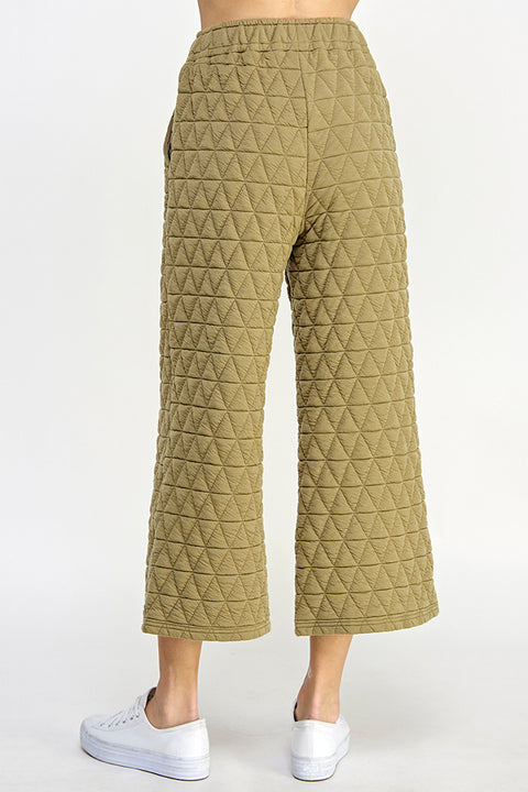 Quilted Top and Pants Set - Olive