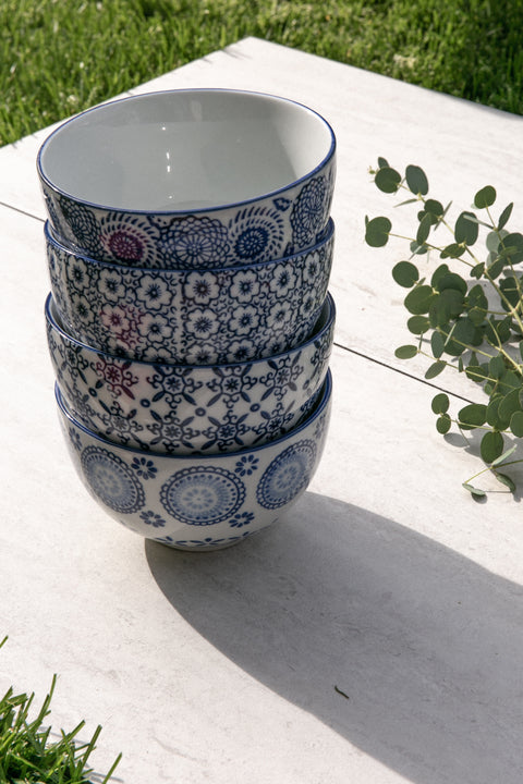 Abbott Blue and White Motif Bowls