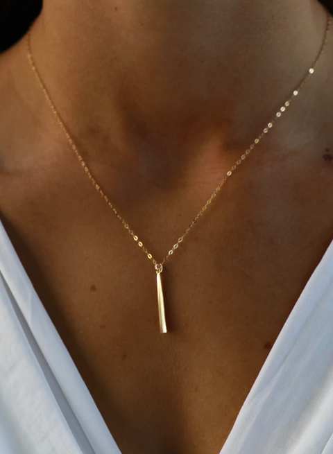 Katie Waltman Gold Bar Drop Necklace