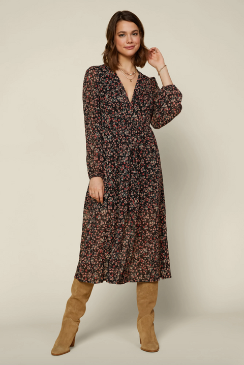 Floral Print Dress Black