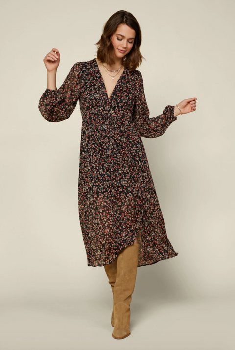 Floral Print Dress Black