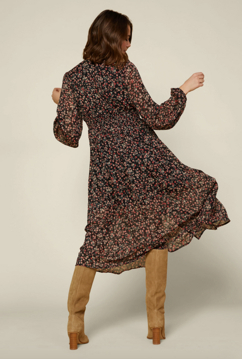 Floral Print Dress Black