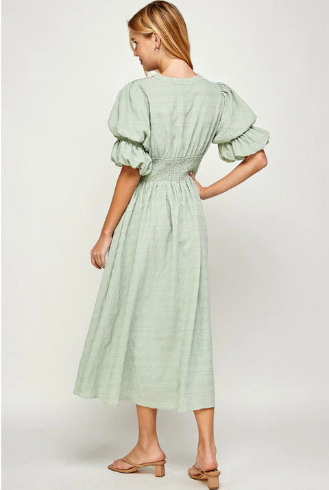 Tucking Sleeve Midi Dress Mint