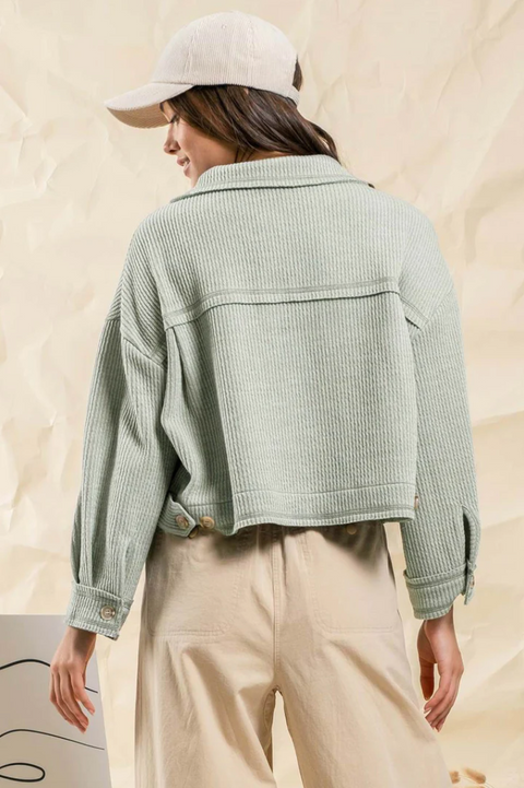 Reverse Stitch Short Jacket Dusty Mint
