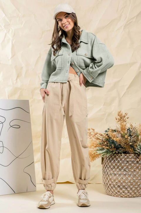 Reverse Stitch Short Jacket Dusty Mint