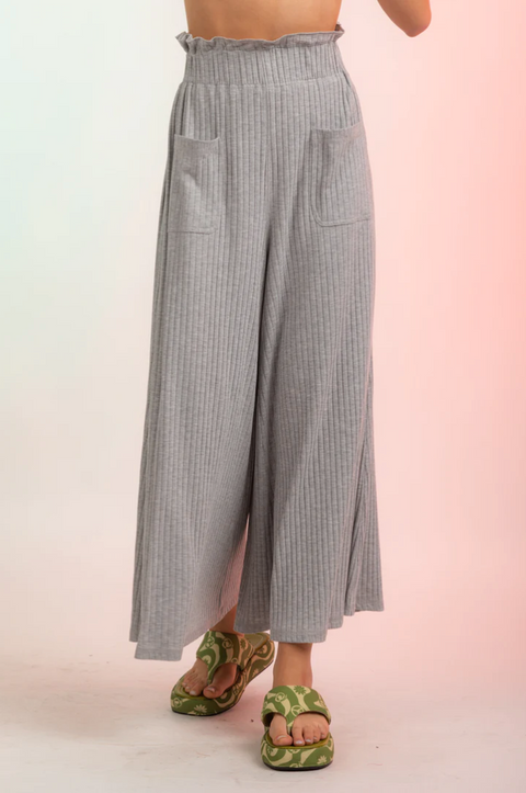 Wide Leg Knit Pants Gray