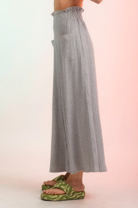 Wide Leg Knit Pants Gray