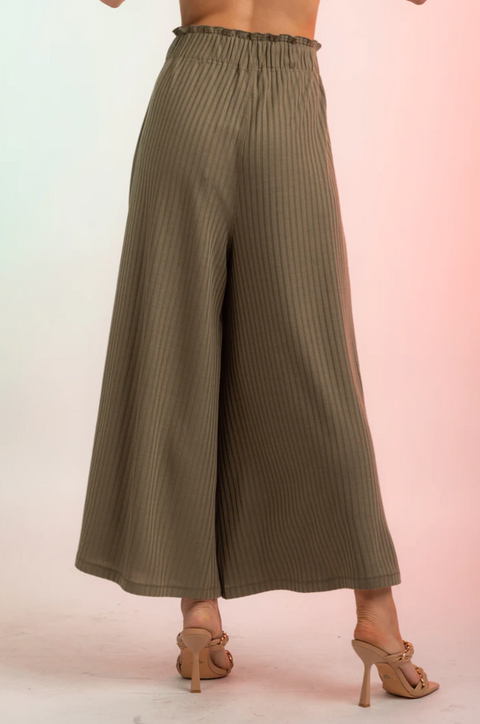 Wide Leg Knit Pants Olive