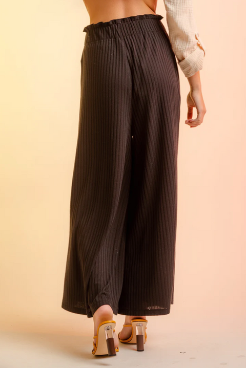 Wide Leg Knit Pants Black