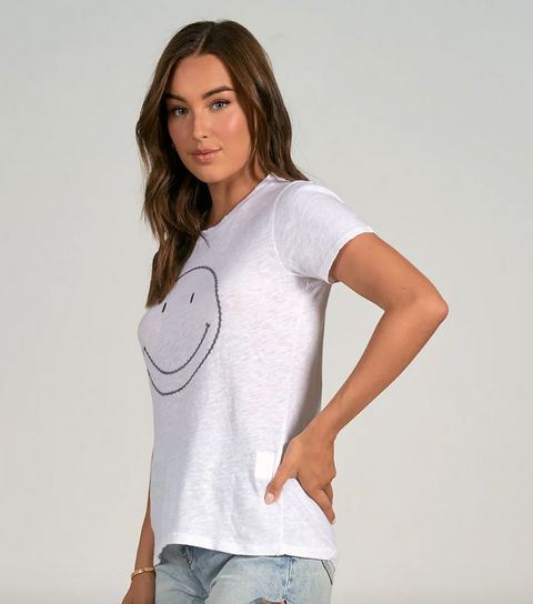 White Happy Face Tee