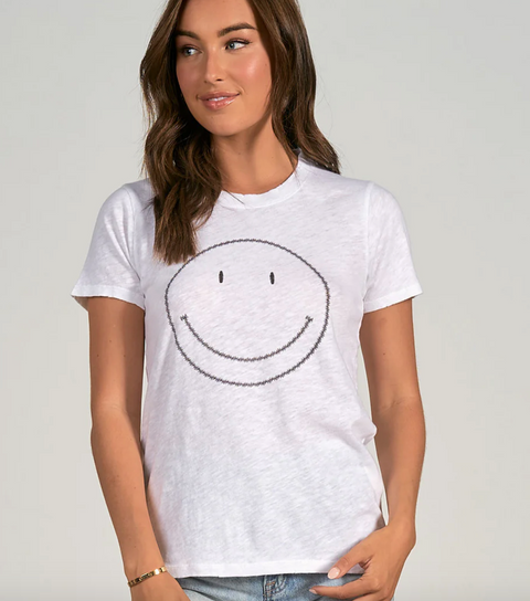 White Happy Face Tee