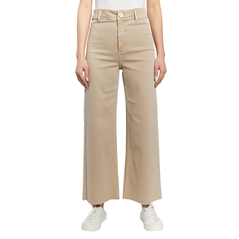 High Rise Wide Leg Jean Tan