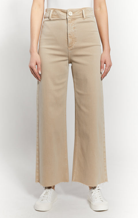High Rise Wide Leg Jean Tan