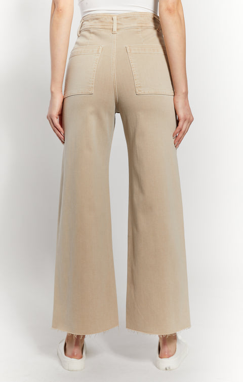 High Rise Wide Leg Jean Tan