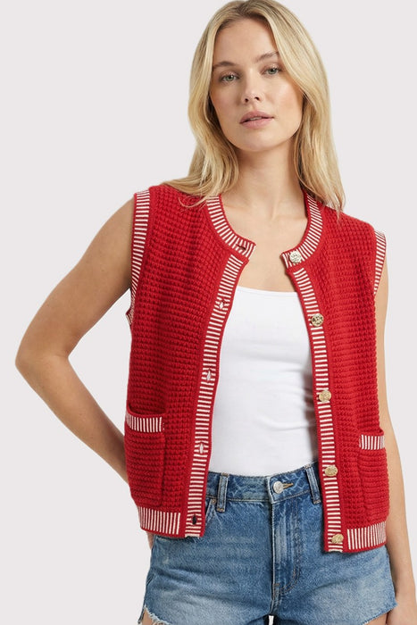 Color Accent Button Down Sweater Vest