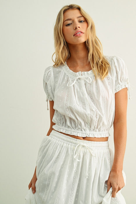 Embroidery Peasant Top