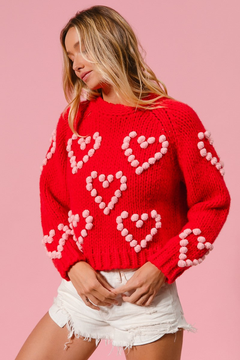 POM POM HEART SWEATER