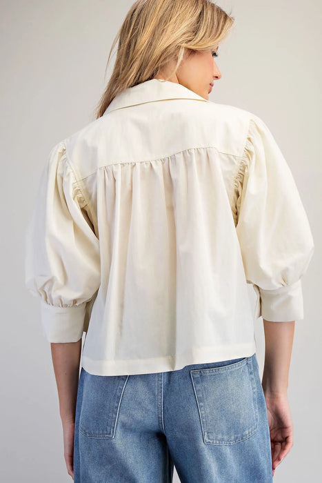 Puff Sleeve Button Down Top