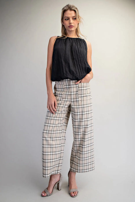 Plaid Straight Leg Pant