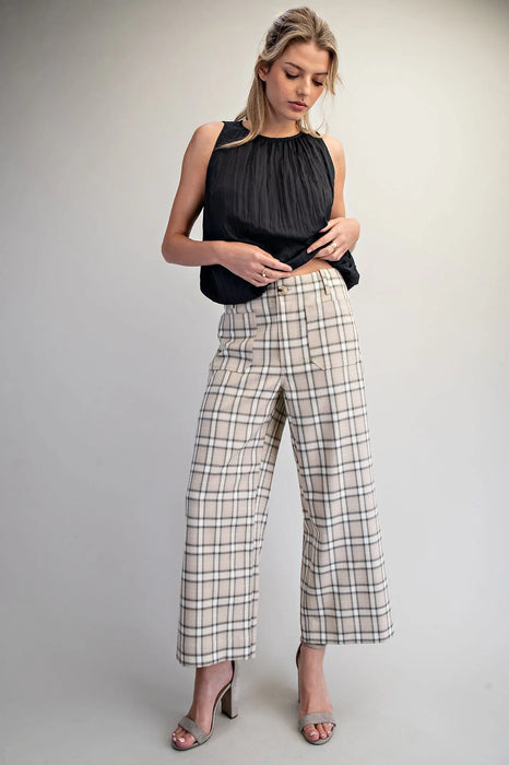 Plaid Straight Leg Pant