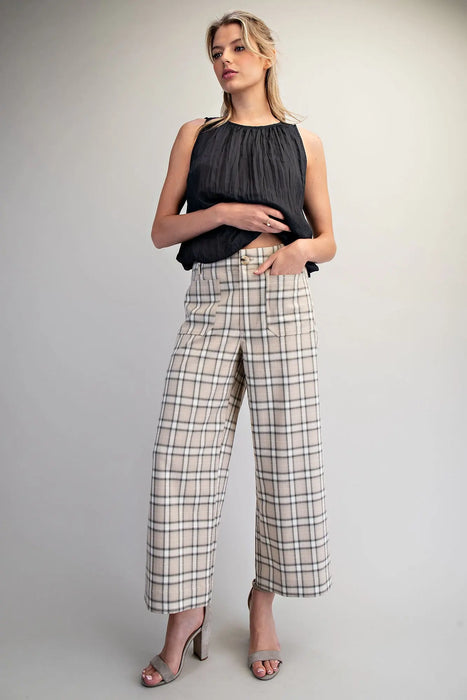Plaid Straight Leg Pant