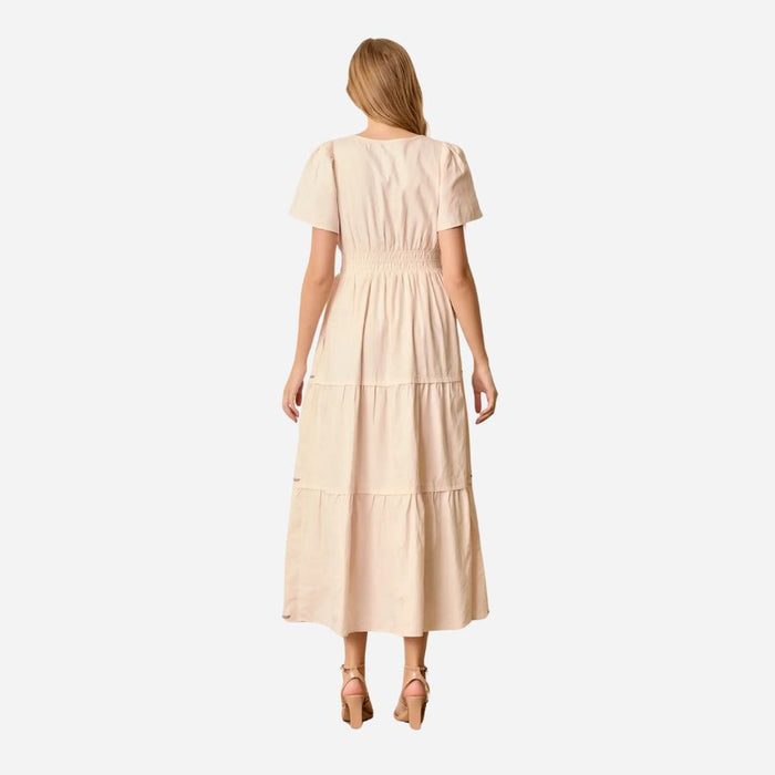 Embroidered Floral Maxi Dress natural