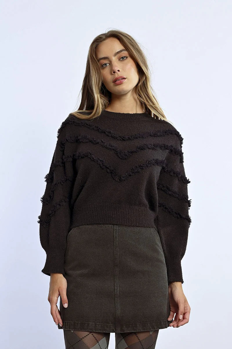 CREW NECK SWEATER WITH TRIM