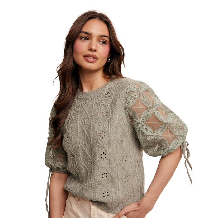 CROCHET SLEEVE SWEATER