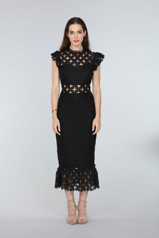 CIRCLE LACE MIDI DRESS