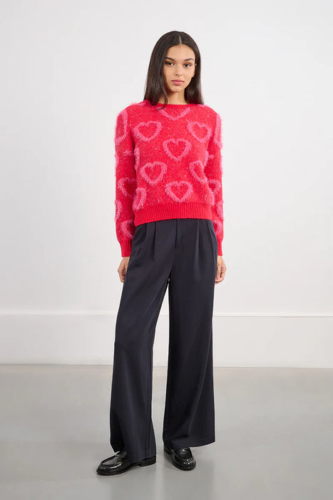Fuzzy Sweater Pink Hearts Tinsel