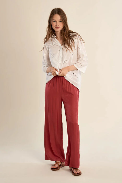 1/4 Button Eyelet Blouse