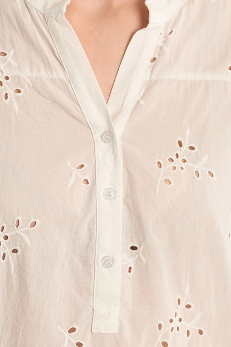 1/4 Button Eyelet Blouse