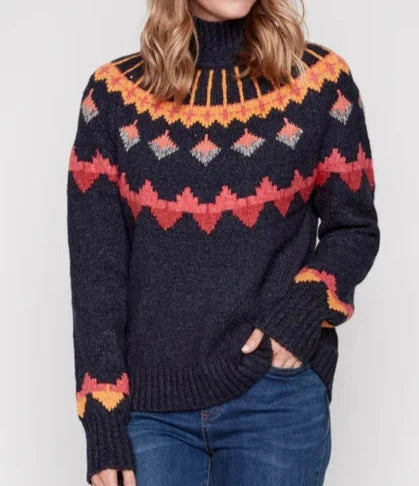 LONG SLEEVE INTARSIA SWEATER