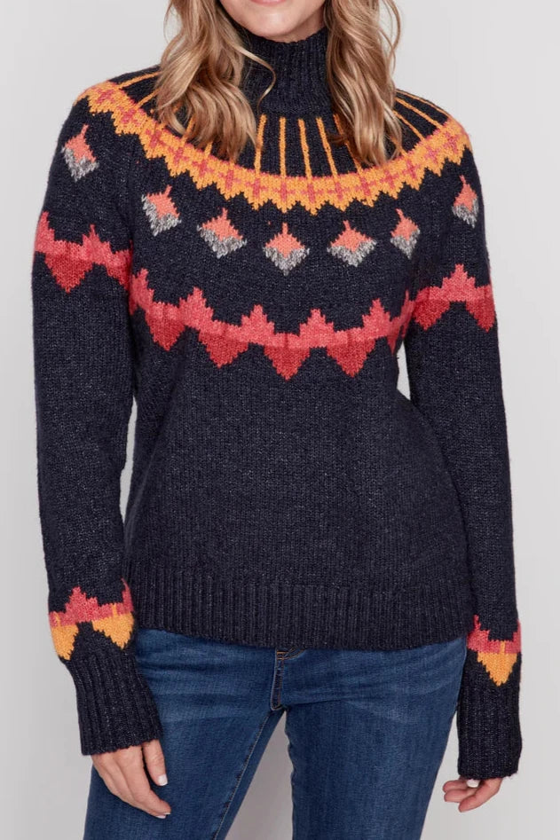 LONG SLEEVE INTARSIA SWEATER