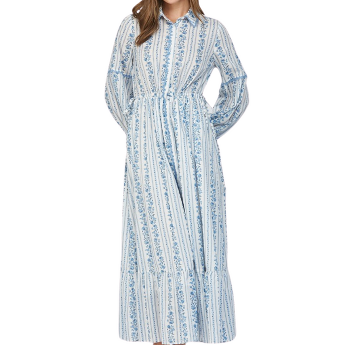 LACE TRIM BUTTON DOWN DRESS